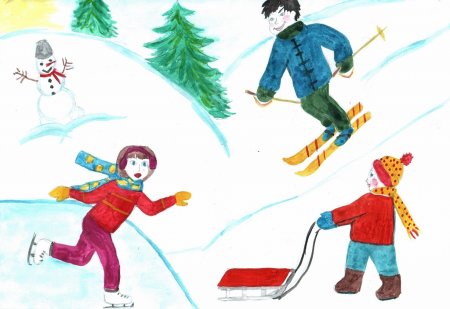 Рисунок на тему зимние забавы