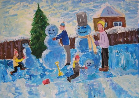 Рисование зимние забавы