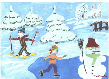 Рисование в старшей группе на тему зимние забавы