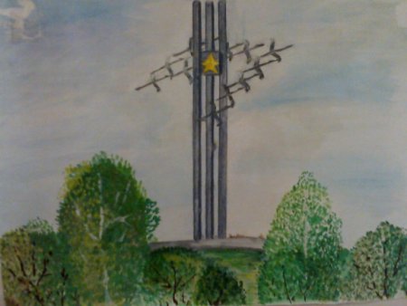 Памятник Журавли в Саратове рисунок детский