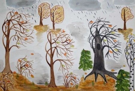 Рисование поздняя осень