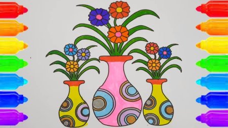 Ваза с цветами красками для детей