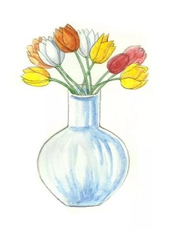 Раскраска цветы в вазе