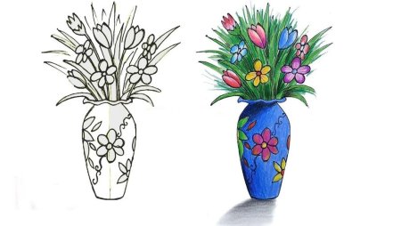 Рисование ваза с цветами