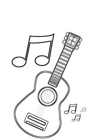 Гитара раскраска для детей