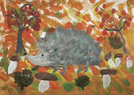 Рисование осенний Ежик