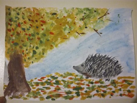 Рисование осенний Ежик