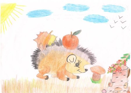 Рисование осенний Ежик