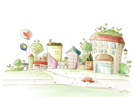 Акварельные иллюстрации дети в городе