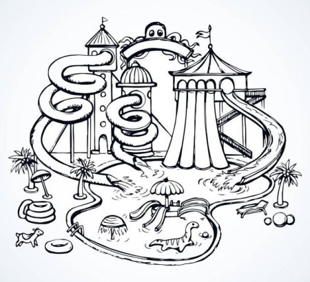 Водные горки на белом фоне