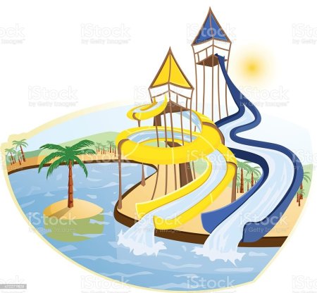 Водные горки на белом фоне