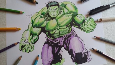 Рисунок Халка карандашом