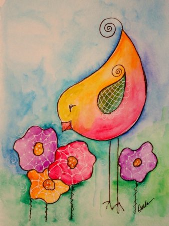 Простые рисунки акварелью для детей