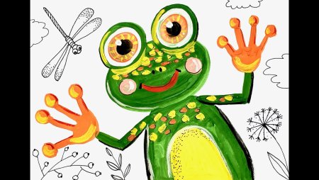 Лягушка гуашью