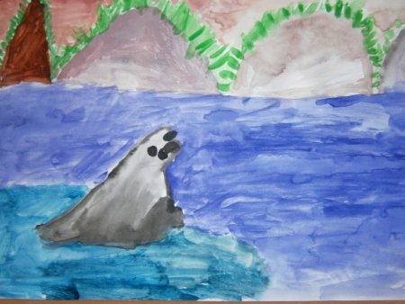 Байкал рисунок карандашом для детей