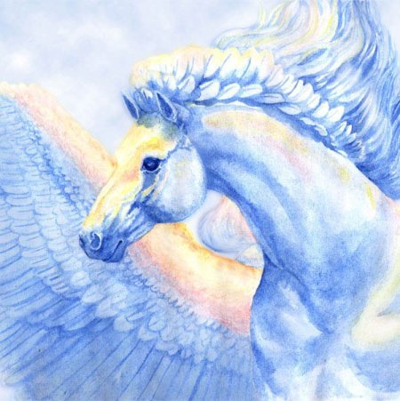Единорог цветными карандашами