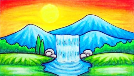 Детские рисунки водопада