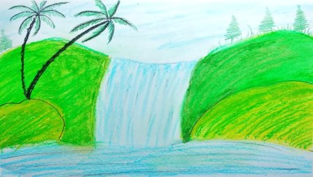Водопады очень легкий рисунок