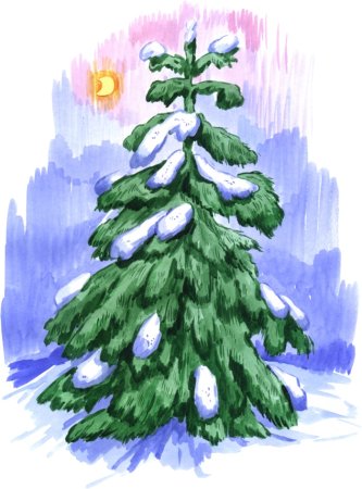 Рисование зимняя елка