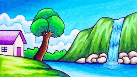 Детские рисунки водопада
