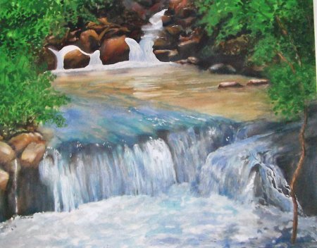 Водопад акварелью