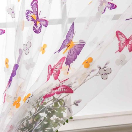 Тюль с бабочками на кухню