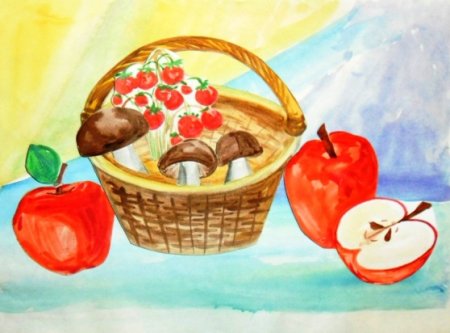 Корзина дары осени для рисования