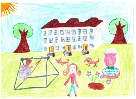 Детские рисунки на тему школа