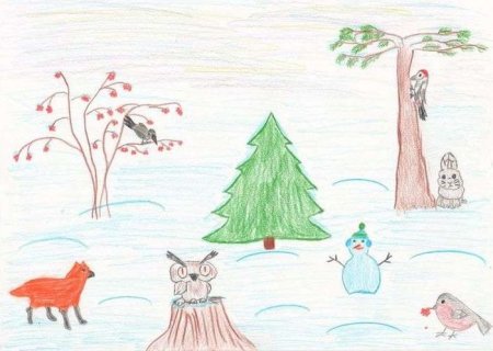 Детские зимние рисунки карандашом
