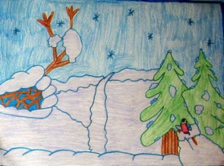 Рисование зимний пейзаж