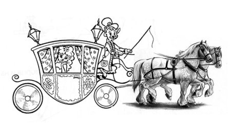 Лошадка с каретой раскраска