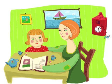 Рисунки дети с родителями делают уроки