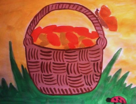 Рисование корзинка с грибами