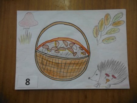 Рисование корзина с грибами