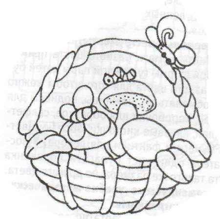 Полянка с корзинкой грибов