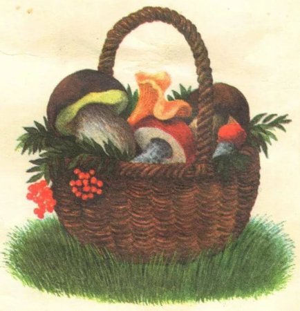 Рисование корзина с грибами