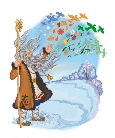 Старик годовик иллюстрации