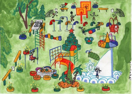 Рисование для детей детская площадка