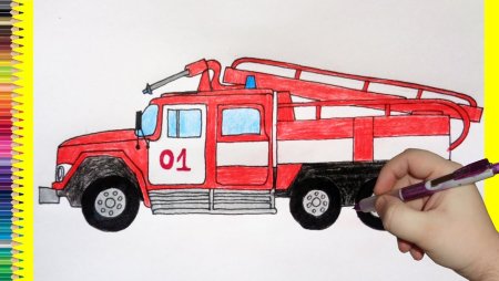 Пожарная машина рисунок детский (52 фото)