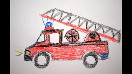 Пожарная машина карандашом