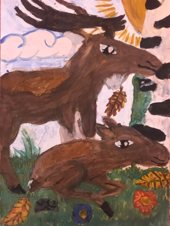 Рисование в детском саду лося