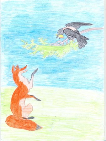 Ворона и лисица детский рисунок (42 фото)