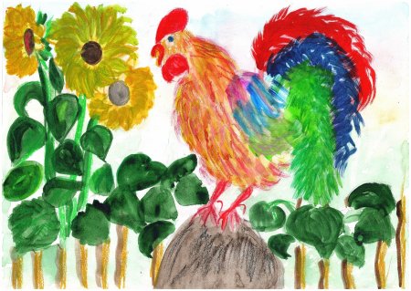 Петушок золотой гребешок рисунок