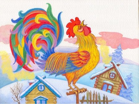 Петушок рисунок детский