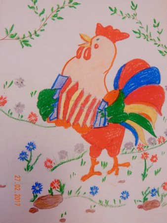 Петушок для рисования детям