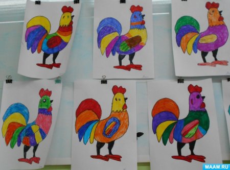 Рисование в средней группе петушок