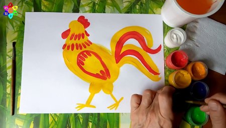Петух рисование с детьми