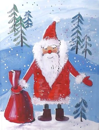 Портрет Деда Мороза аппликация