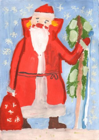 Дед Мороз гуашью