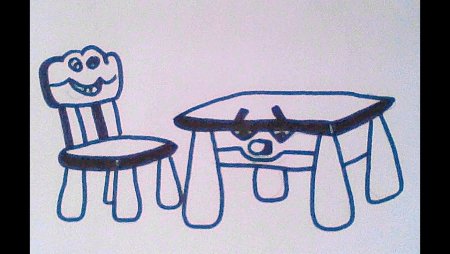Рисование стол и стул